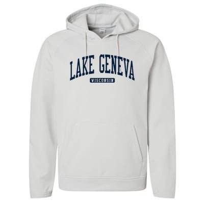 Lake Geneva Wisconsin Wi College University Style Performance Fleece Hoodie