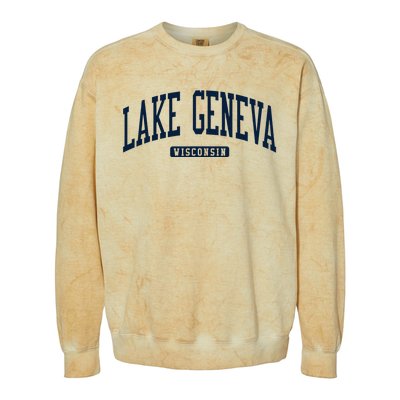 Lake Geneva Wisconsin Wi College University Style Colorblast Crewneck Sweatshirt