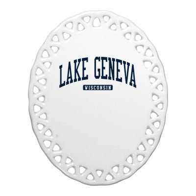 Lake Geneva Wisconsin Wi College University Style Ceramic Oval Ornament