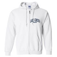 Lake Geneva Wisconsin Wi College University Style Full Zip Hoodie