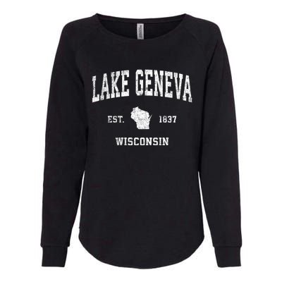 Lake Geneva Wisconsin Wi Vintage Established Sports Design Womens California Wash Sweatshirt