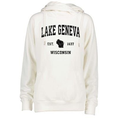 Lake Geneva Wisconsin Wi Vintage Established Sports Design Womens Funnel Neck Pullover Hood