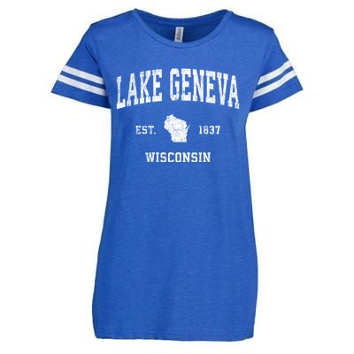 Lake Geneva Wisconsin Wi Vintage Established Sports Design Enza Ladies Jersey Football T-Shirt