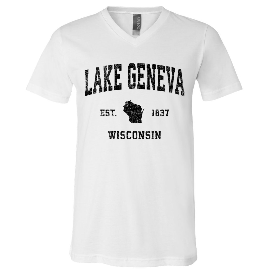 Lake Geneva Wisconsin Wi Vintage Established Sports Design V-Neck T-Shirt