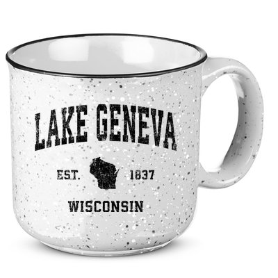 Lake Geneva Wisconsin Wi Vintage Established Sports Design 15oz Campfire Ceramic Mug