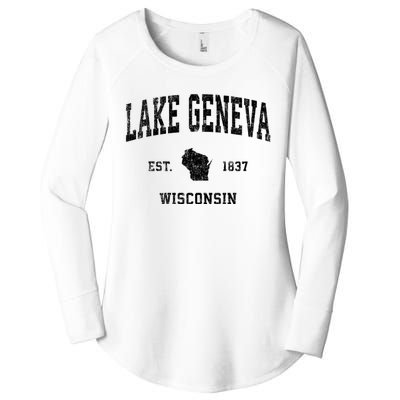 Lake Geneva Wisconsin Wi Vintage Established Sports Design Women's Perfect Tri Tunic Long Sleeve Shirt