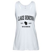 Lake Geneva Wisconsin Wi Vintage Established Sports Design Ladies Essential Flowy Tank