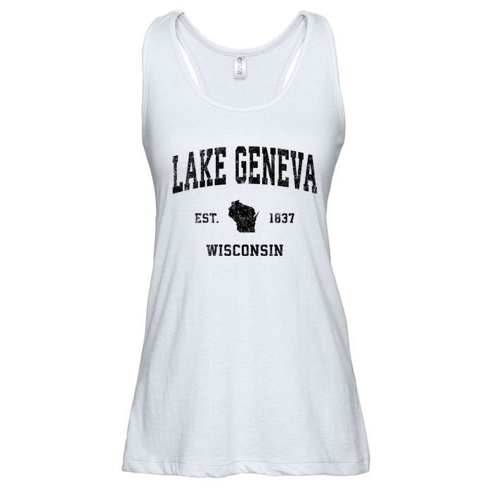 Lake Geneva Wisconsin Wi Vintage Established Sports Design Ladies Essential Flowy Tank