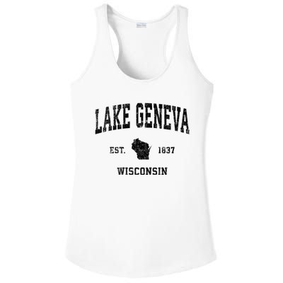 Lake Geneva Wisconsin Wi Vintage Established Sports Design Ladies PosiCharge Competitor Racerback Tank