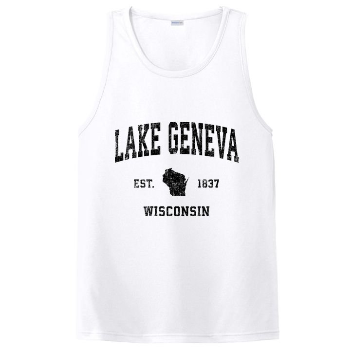 Lake Geneva Wisconsin Wi Vintage Established Sports Design PosiCharge Competitor Tank
