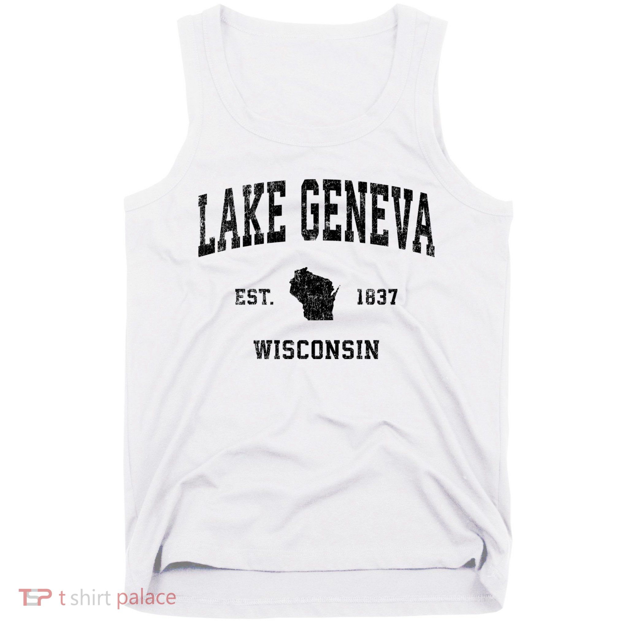 Lake Geneva Wisconsin Wi Vintage Established Sports Design Tank Top