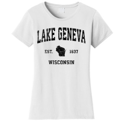 Lake Geneva Wisconsin Wi Vintage Established Sports Design Women's T-Shirt