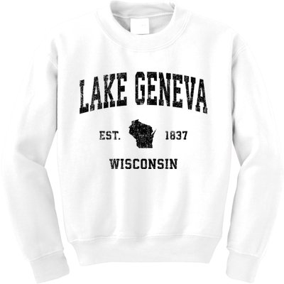 Lake Geneva Wisconsin Wi Vintage Established Sports Design Kids Sweatshirt