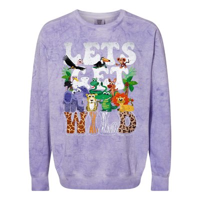 Lets Get Wild Print African Animal ZooKeeper Safari Party Colorblast Crewneck Sweatshirt