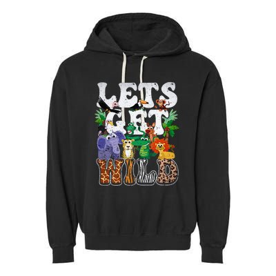 Lets Get Wild Print African Animal ZooKeeper Safari Party Garment-Dyed Fleece Hoodie