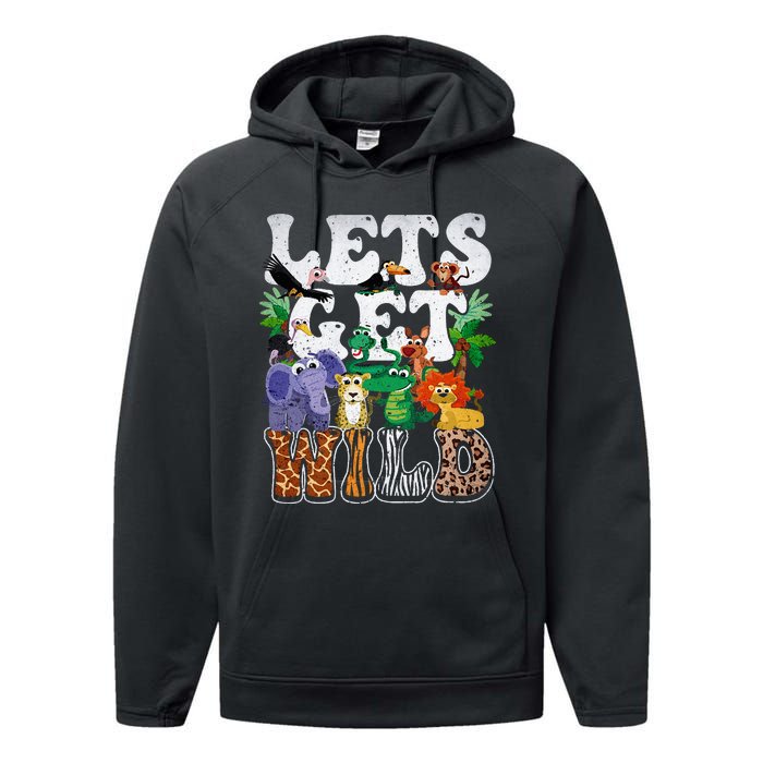 Lets Get Wild Print African Animal ZooKeeper Safari Party Performance Fleece Hoodie