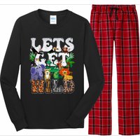 Lets Get Wild Print African Animal ZooKeeper Safari Party Long Sleeve Pajama Set