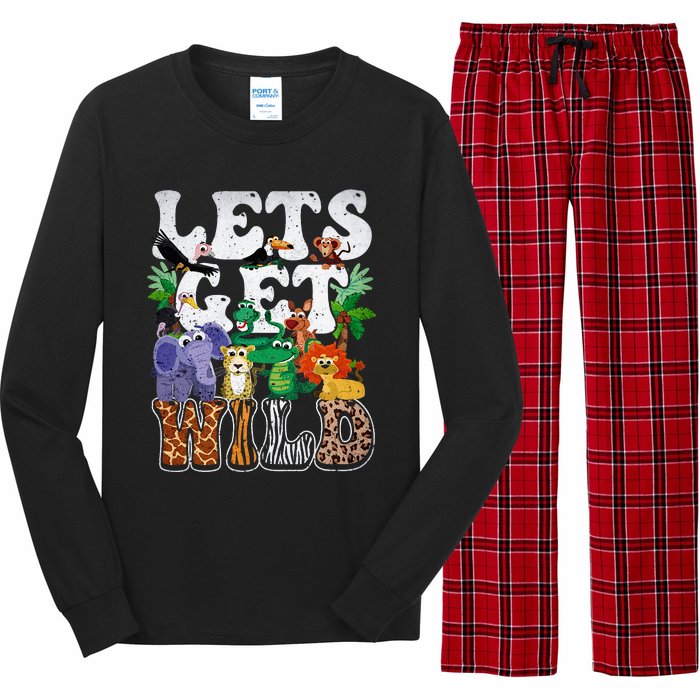 Lets Get Wild Print African Animal ZooKeeper Safari Party Long Sleeve Pajama Set