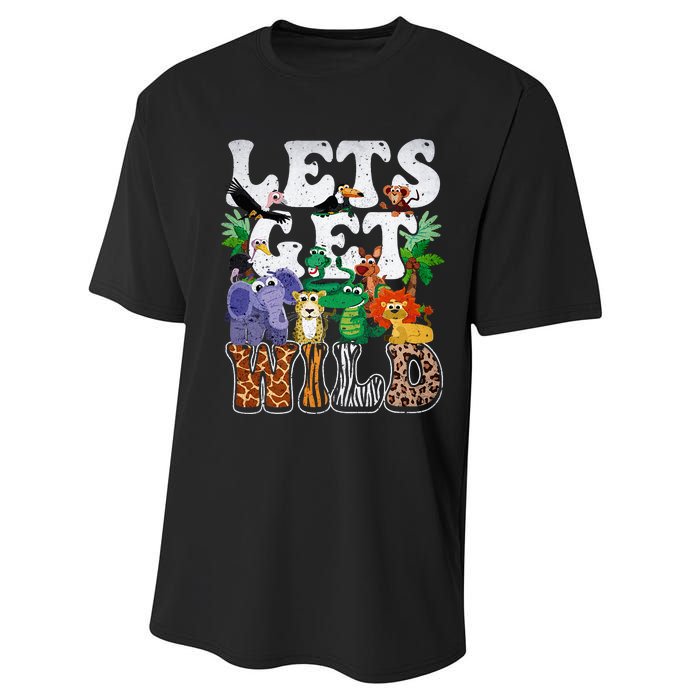 Lets Get Wild Print African Animal ZooKeeper Safari Party Performance Sprint T-Shirt