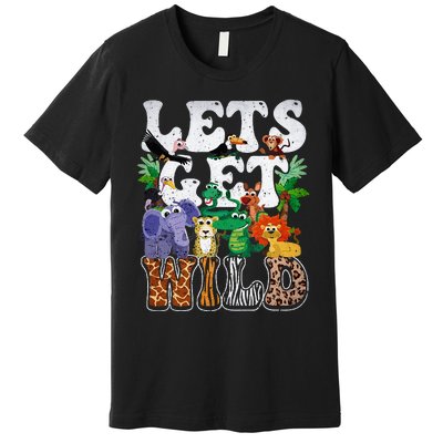 Lets Get Wild Print African Animal ZooKeeper Safari Party Premium T-Shirt