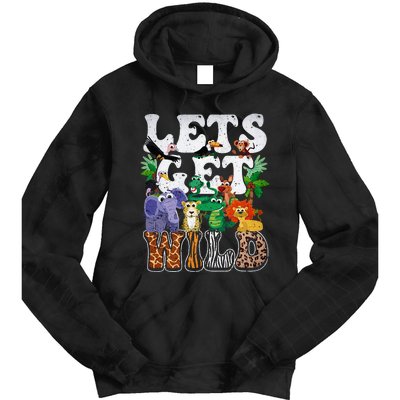 Lets Get Wild Print African Animal ZooKeeper Safari Party Tie Dye Hoodie