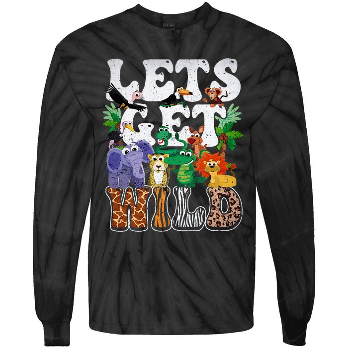 Lets Get Wild Print African Animal ZooKeeper Safari Party Tie-Dye Long Sleeve Shirt