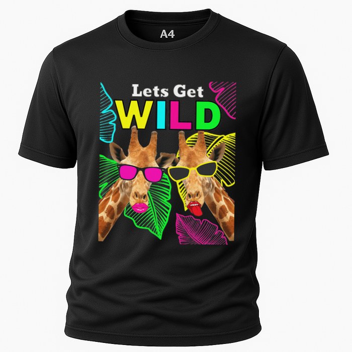 LetS Get Wild Zoo Animals Safari Party Giraffe With Glasses Cooling Performance Crew T-Shirt