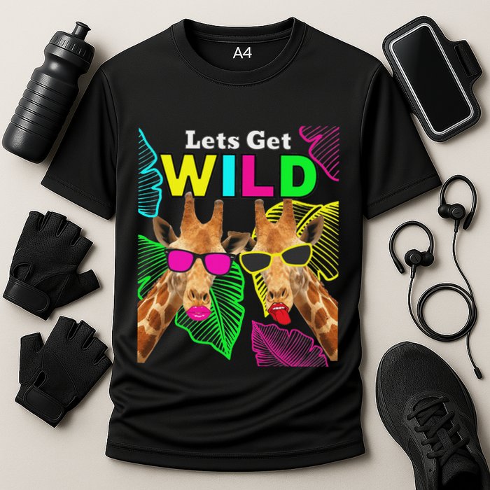 LetS Get Wild Zoo Animals Safari Party Giraffe With Glasses Cooling Performance Crew T-Shirt
