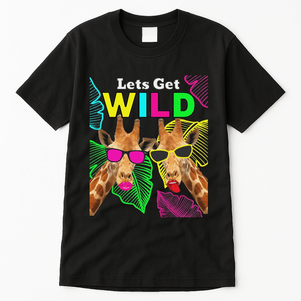 LetS Get Wild Zoo Animals Safari Party Giraffe With Glasses Tall T-Shirt