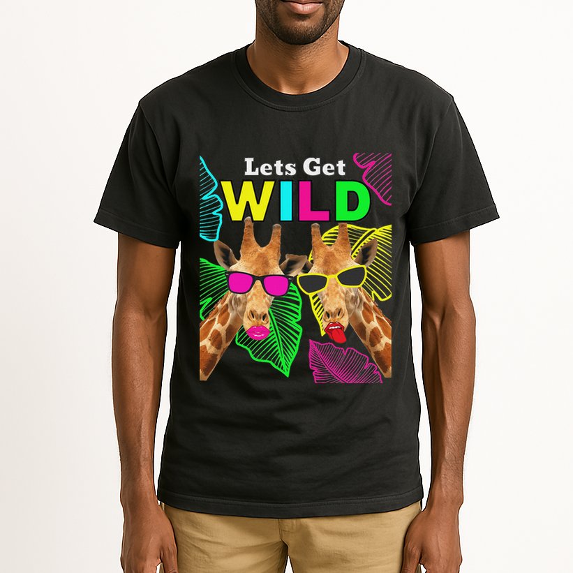 LetS Get Wild Zoo Animals Safari Party Giraffe With Glasses Tall T-Shirt