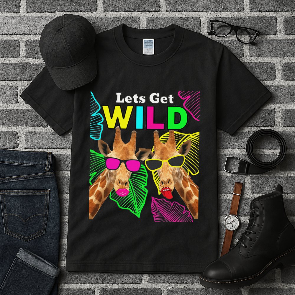 LetS Get Wild Zoo Animals Safari Party Giraffe With Glasses Tall T-Shirt