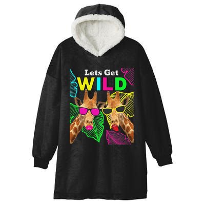 LetS Get Wild Zoo Animals Safari Party Giraffe With Glasses Hooded Wearable Blanket
