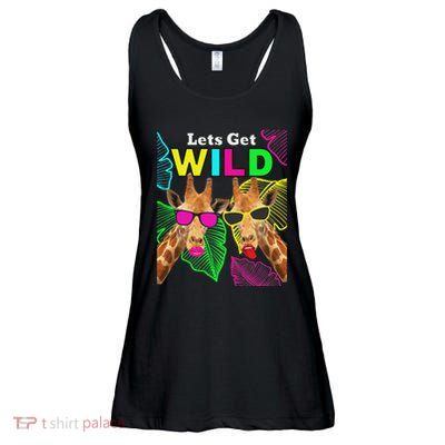 LetS Get Wild Zoo Animals Safari Party Giraffe With Glasses Ladies Essential Flowy Tank