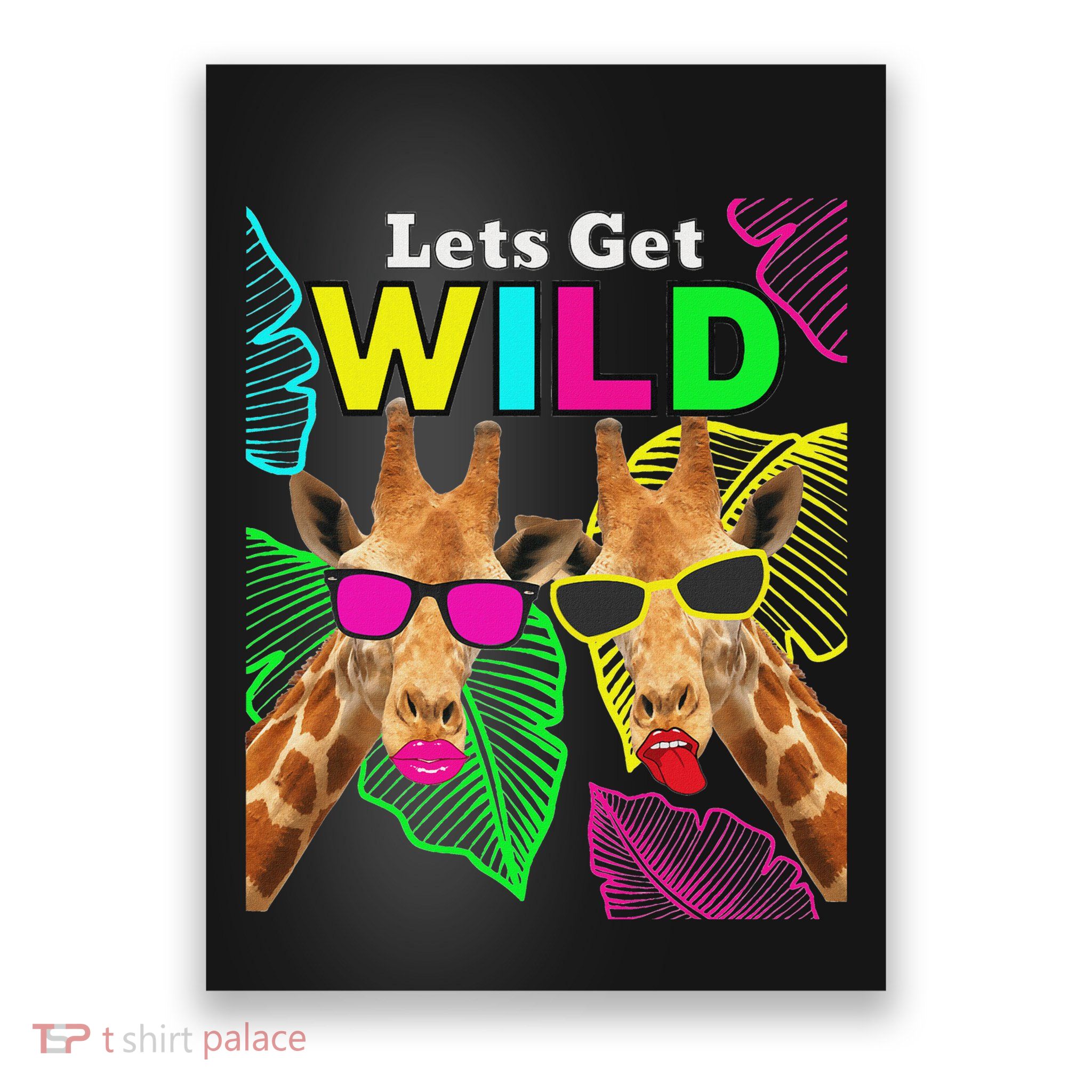 LetS Get Wild Zoo Animals Safari Party Giraffe With Glasses Poster