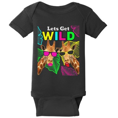 LetS Get Wild Zoo Animals Safari Party Giraffe With Glasses Baby Bodysuit