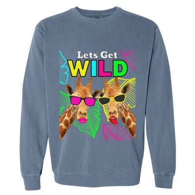 LetS Get Wild Zoo Animals Safari Party Giraffe With Glasses Garment-Dyed Sweatshirt