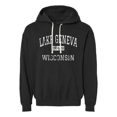 Lake Geneva Wisconsin Wi Vintage Garment-Dyed Fleece Hoodie