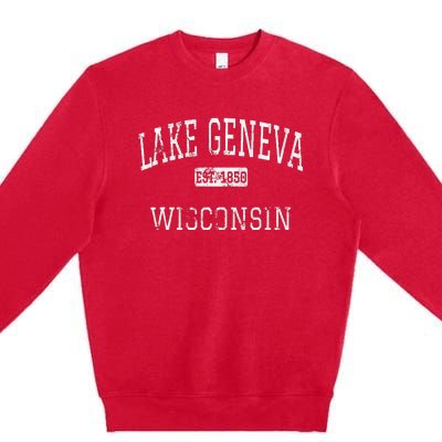 Lake Geneva Wisconsin Wi Vintage Premium Crewneck Sweatshirt