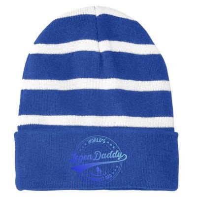 Legendaddy Gift Worlds Coolest Dad For Legendary Father Gift Striped Beanie with Solid Band