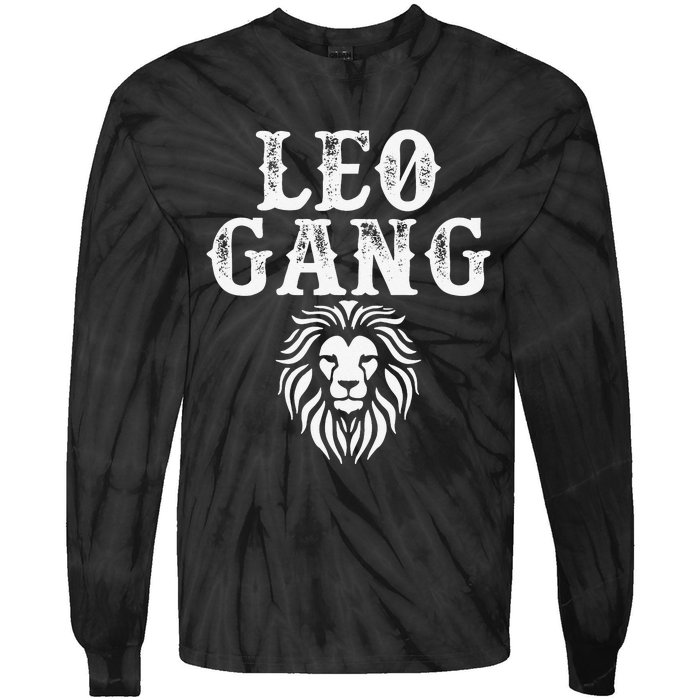 Leo gang Zodiac Sign astrology July August Birthday Leo Tie-Dye Long Sleeve Shirt