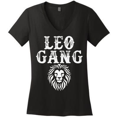 Leo gang Zodiac Sign astrology July August Birthday Leo Women's V-Neck T-Shirt