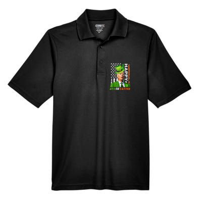 Leprechaun Happy 4th Of Easter Joe Biden St Patricks Day Men's Origin Performance Piqué Polo