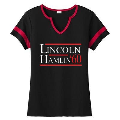 Lincoln Hamlin 60 Campaign Republican Democrat Ladies Halftime Notch Neck Tee