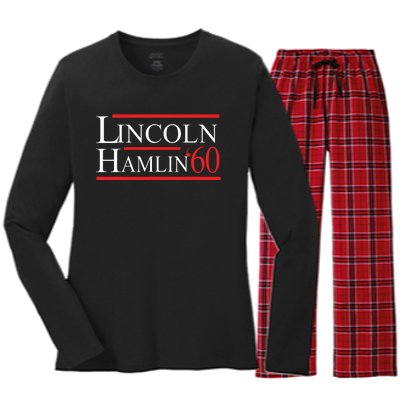 Lincoln Hamlin 60 Campaign Republican Democrat Women's Long Sleeve Flannel Pajama Set 