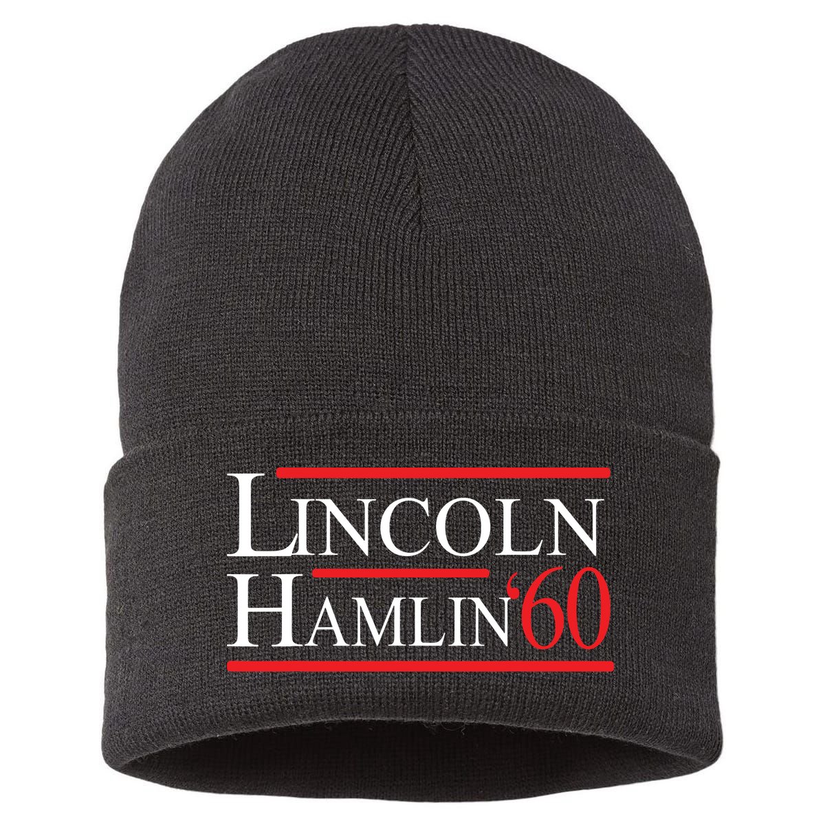 Lincoln Hamlin 60 Campaign Republican Democrat Sustainable Knit Beanie