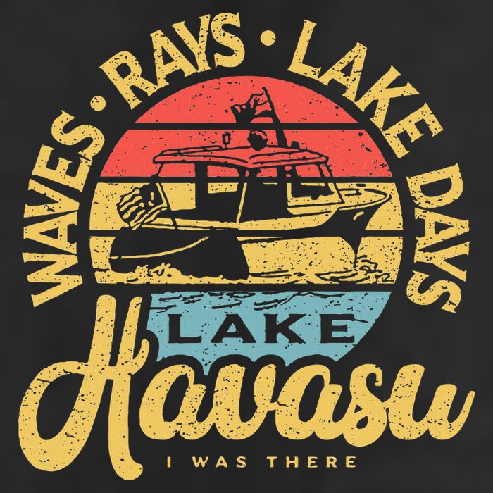 Lake Havasu Arizona Boat Sandbar Party Summer Vacation 7 Panel Mesh Trucker Snapback Hat