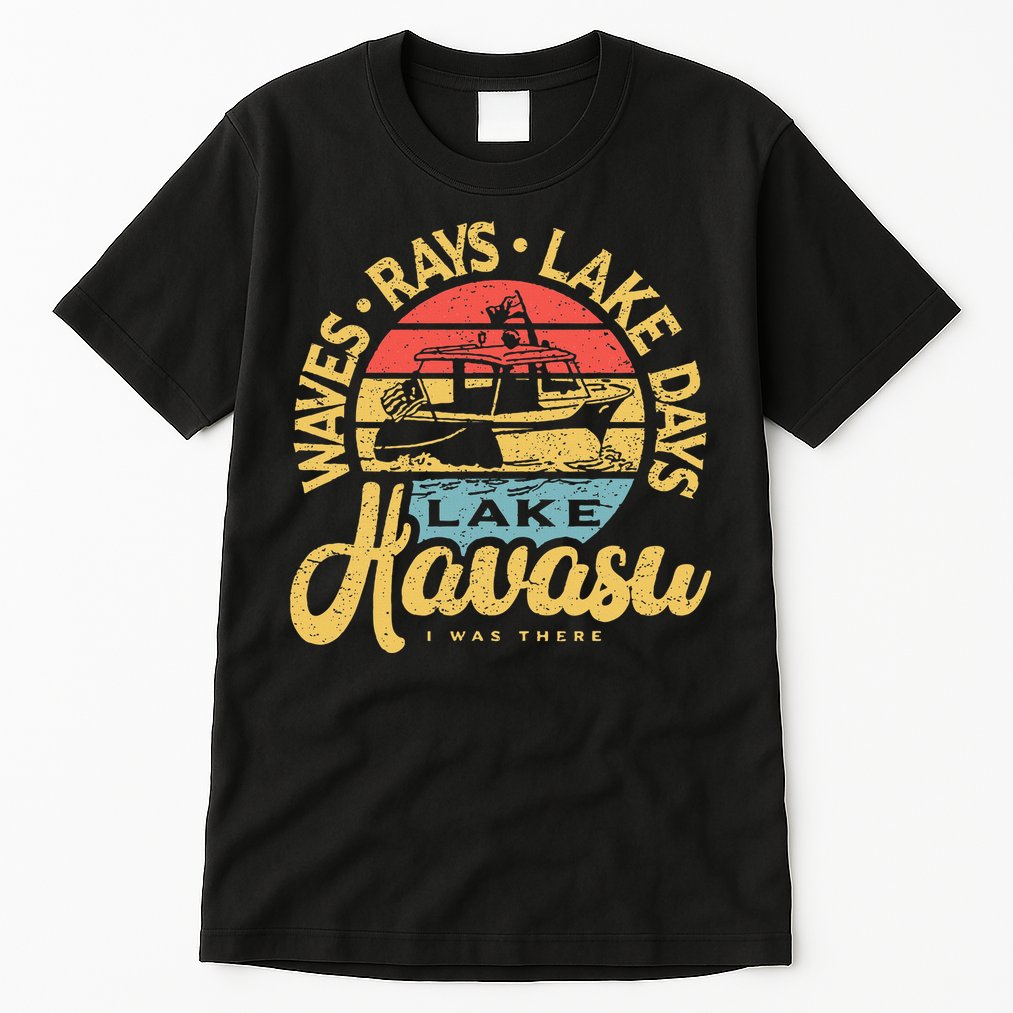 Lake Havasu Arizona Boat Sandbar Party Summer Vacation Tall T-Shirt