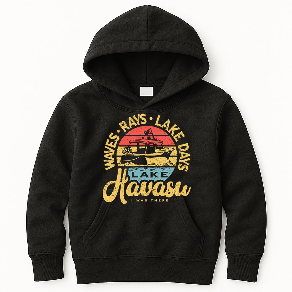 Lake Havasu Arizona Boat Sandbar Party Summer Vacation Kids Hoodie