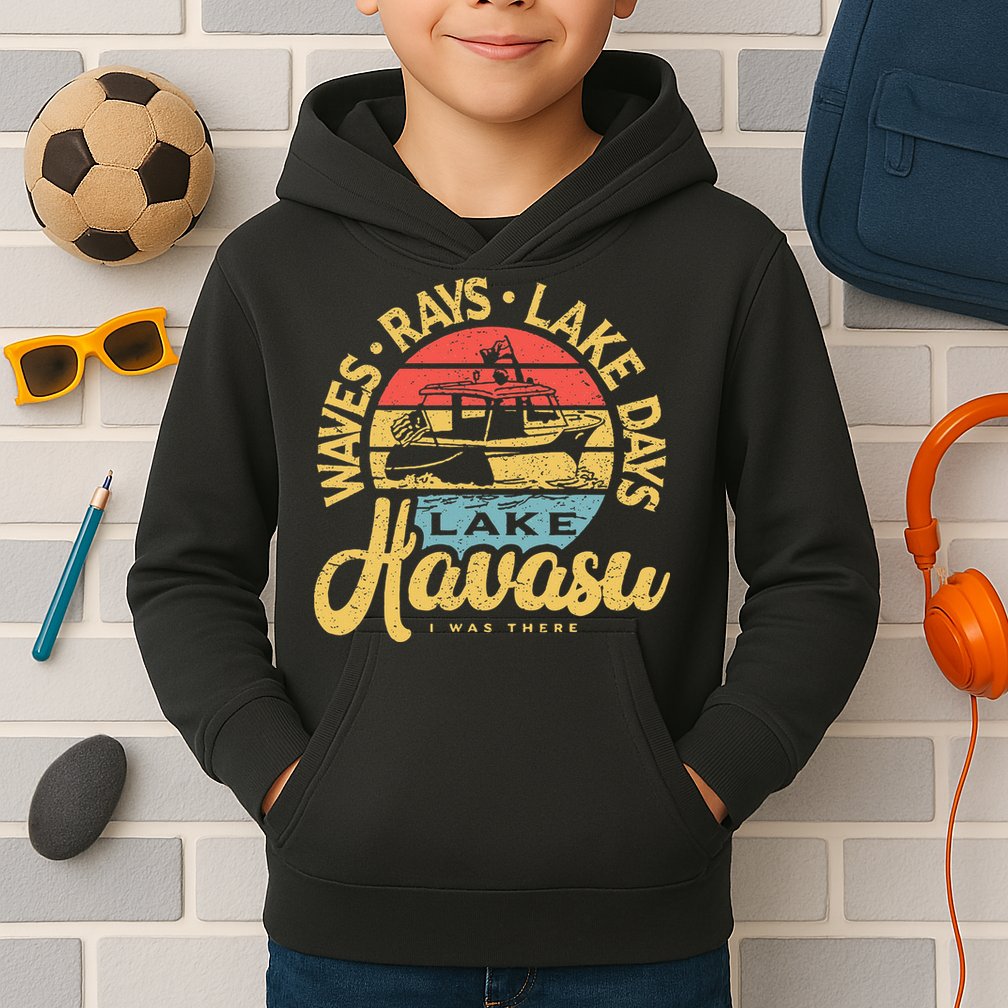 Lake Havasu Arizona Boat Sandbar Party Summer Vacation Kids Hoodie