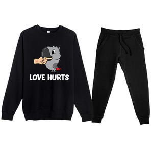 Love Hurts African Grey Parrot Love African Grey Parrots Meaningful Gift Premium Crewneck Sweatsuit Set